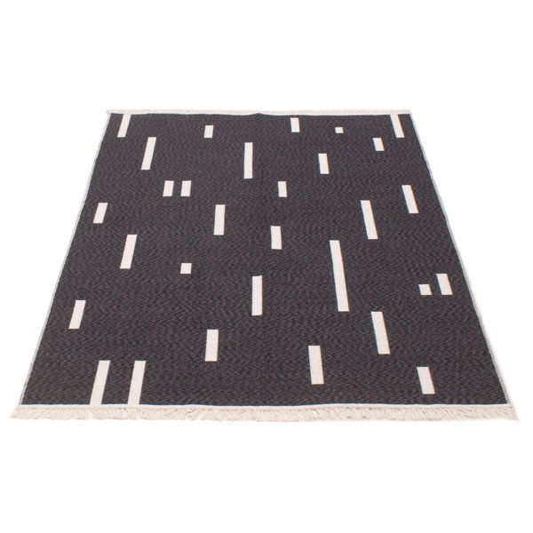 Union Rustic Kazumasa Handmade Flatweave Cotton Black Rug Wayfair